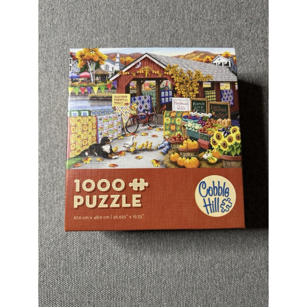 Cobble Hill 1000 Piece Jigsaw Puzzle - Harvest Festival Scene, Multi-Color, Good